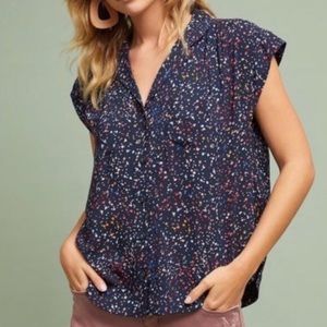 Maeve polka dot splatter button down top